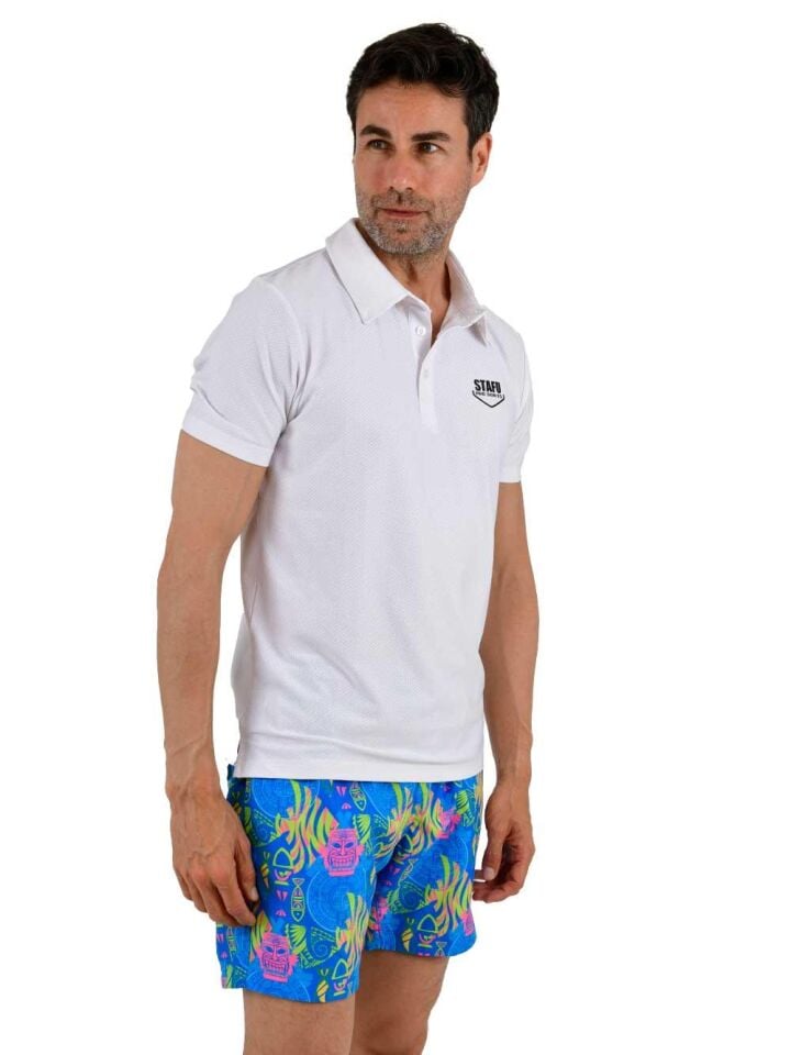 League UV Korumalı Performans Polo Yaka T-shirt - Beyaz