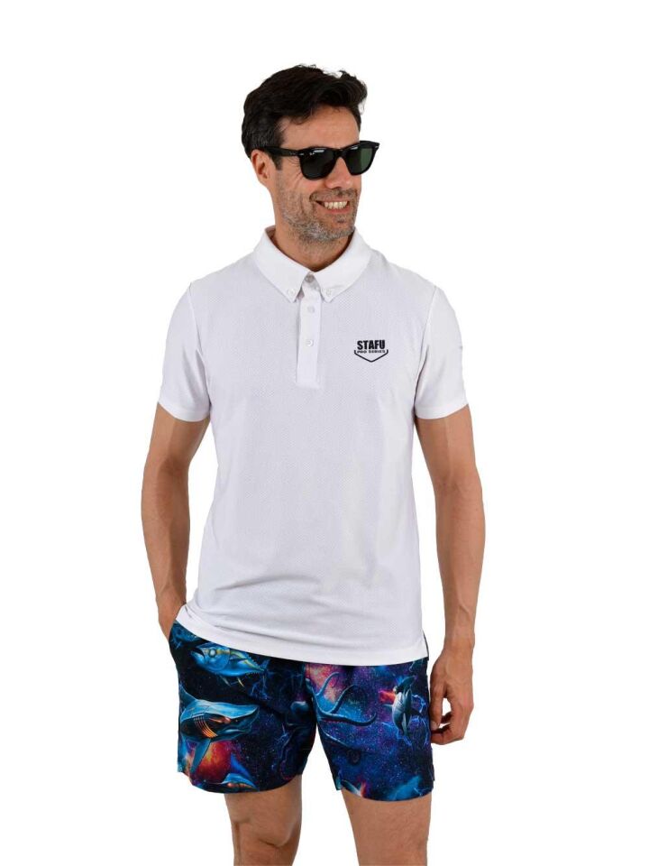 League UV Korumalı Performans Polo Yaka T-shirt - Beyaz