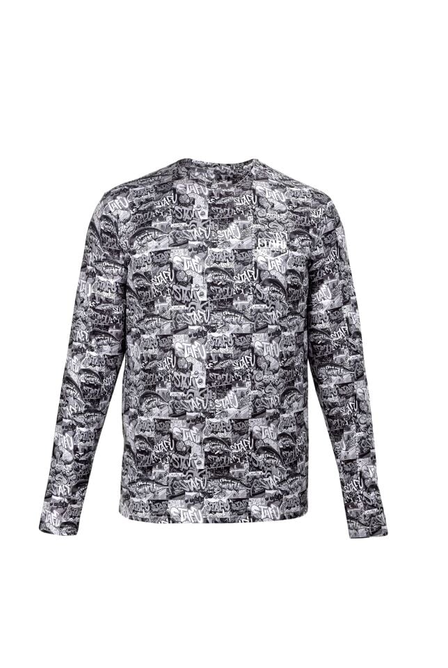 Apex UV Uzun Kollu Performans T-Shirt -Grafiti Siyah