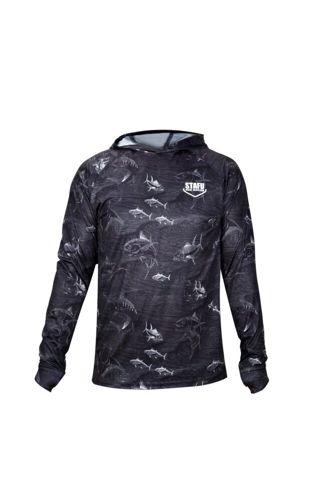 Tasman Kapüşonlu UV Korumalı Performans T-Shirt - FRENZY BLACK