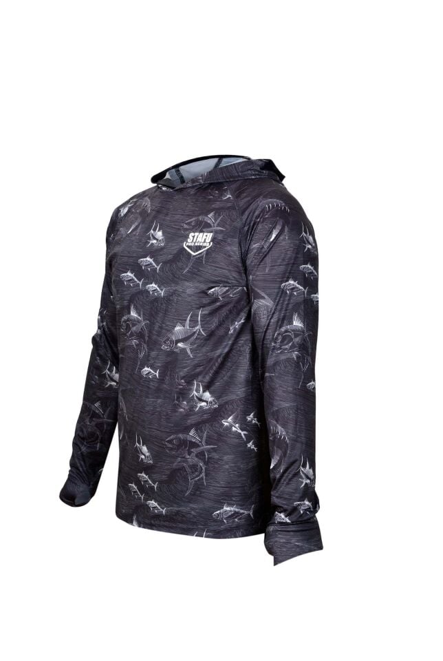 Tasman Kapüşonlu UV Korumalı Performans T-Shirt - FRENZY BLACK