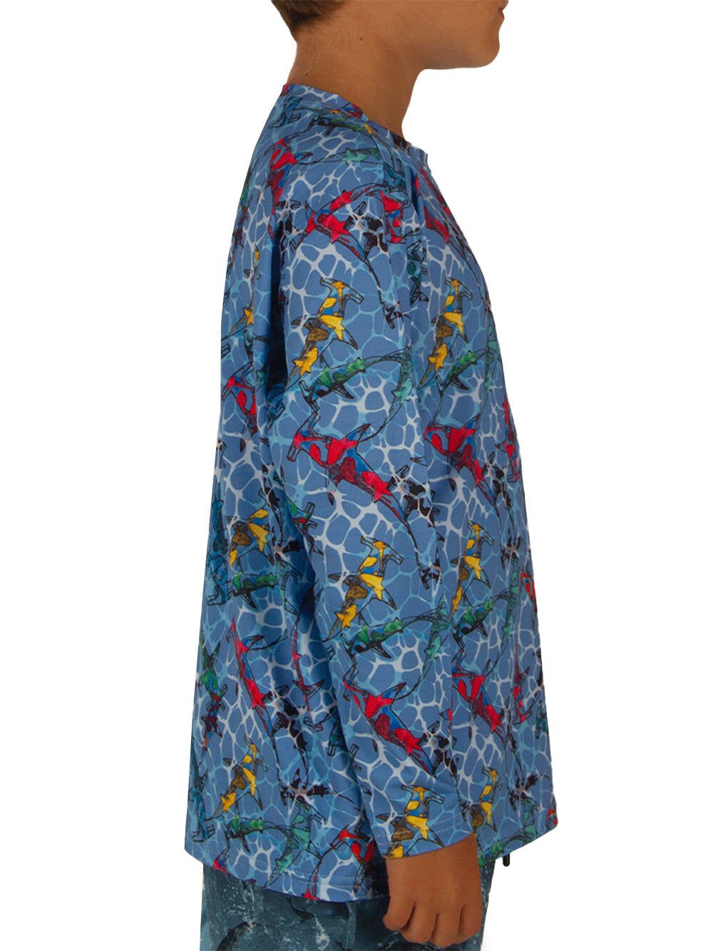 Apex Jr. UV Uzun Kollu T-Shirt - Colorful Shark Mavi