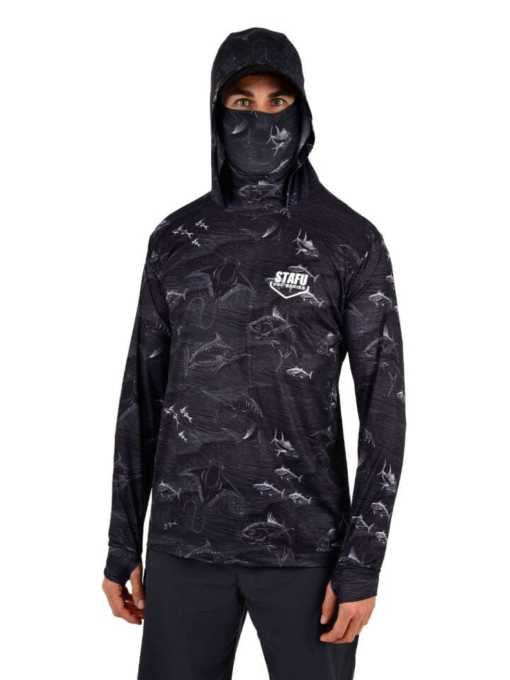 Stratos Kapüşonlu ve Maskeli UPF 40+ Performans T-Shirt - Frenzy Siyah