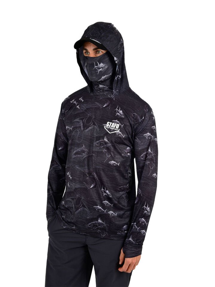 Stratos Kapüşonlu ve Maskeli UPF 40+ Performans T-Shirt - Frenzy Siyah