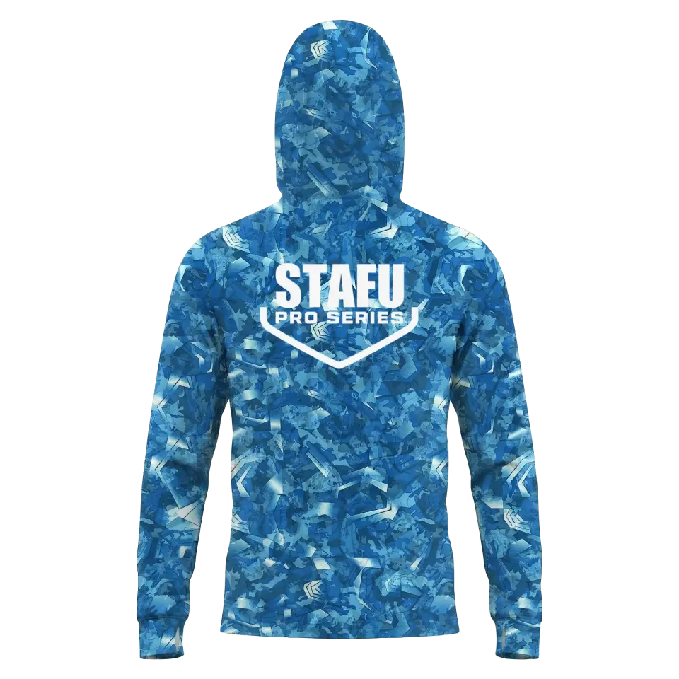 Stratos Kapüşonlu ve Maskeli UPF 40+ Performans T-Shirt - Sea Chaos Blue