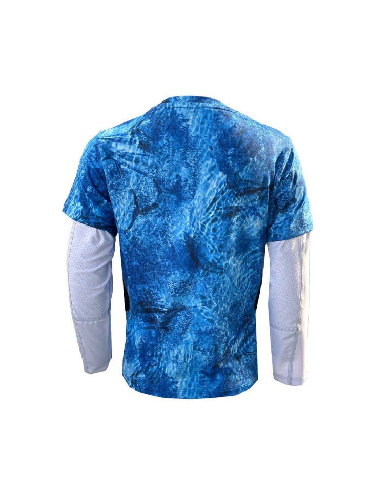 Ahoy Jr. Çift Kollu UV Korumalı T-shirt - Marlin Mania Mavi