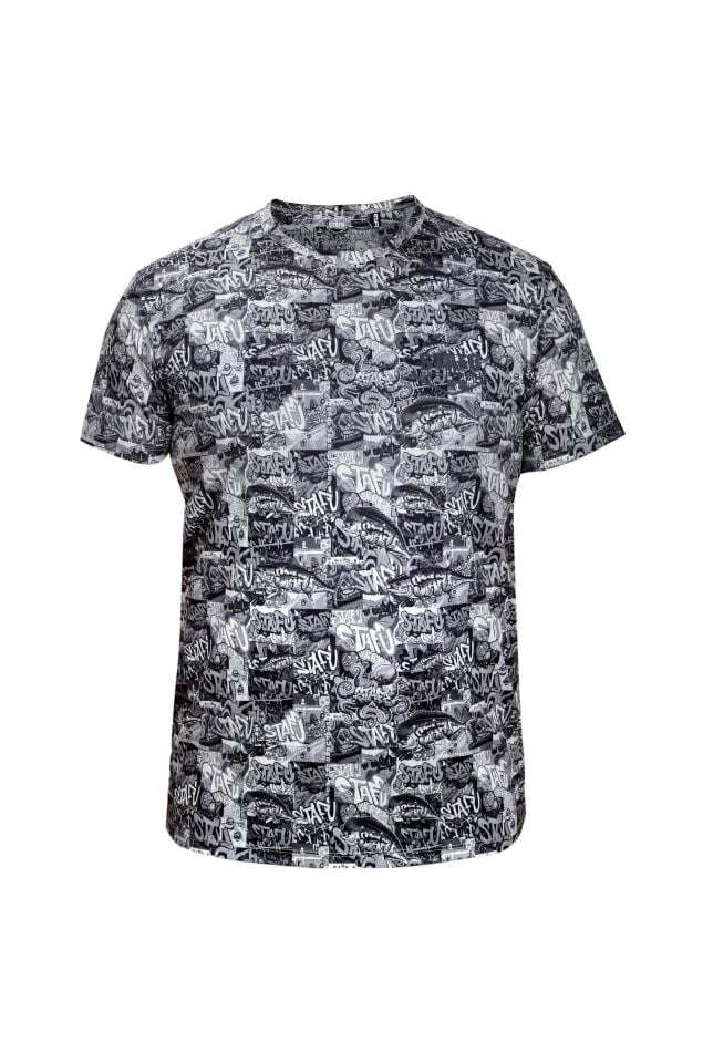Zero KIsa Kollu UV Korumalı Performans T-shirt - Grafiti Black
